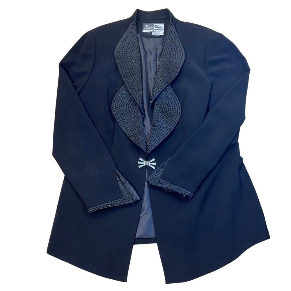 Ben Marc International Black Embellished Collar‎ Blazer Jacket Size 12